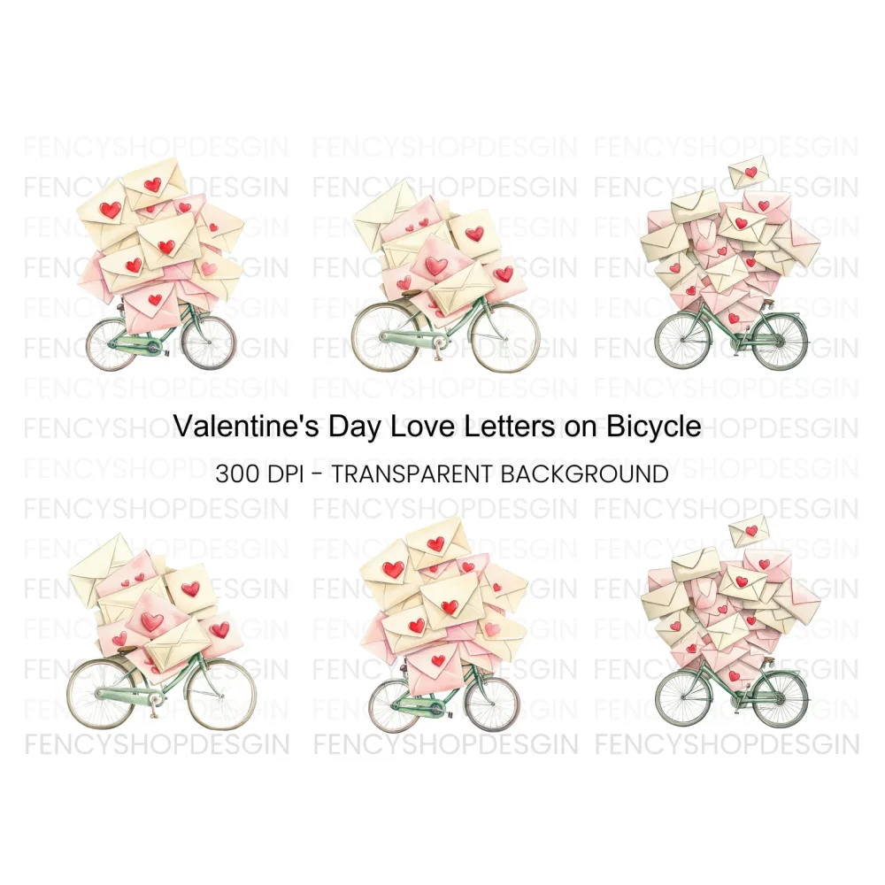 Love Letter Bicycle Clipart Bundle