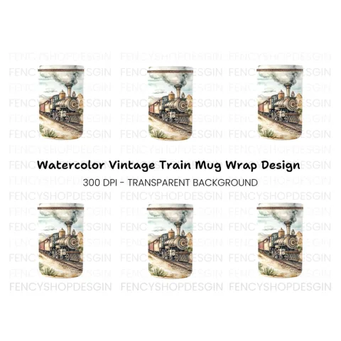 Vintage Train Landscape Clipart Bundle