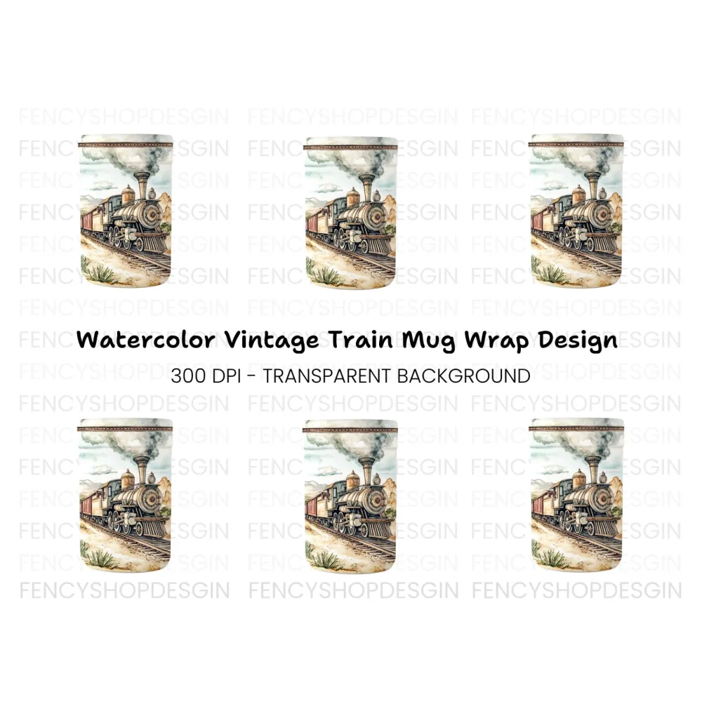Vintage Train Landscape Clipart Bundle