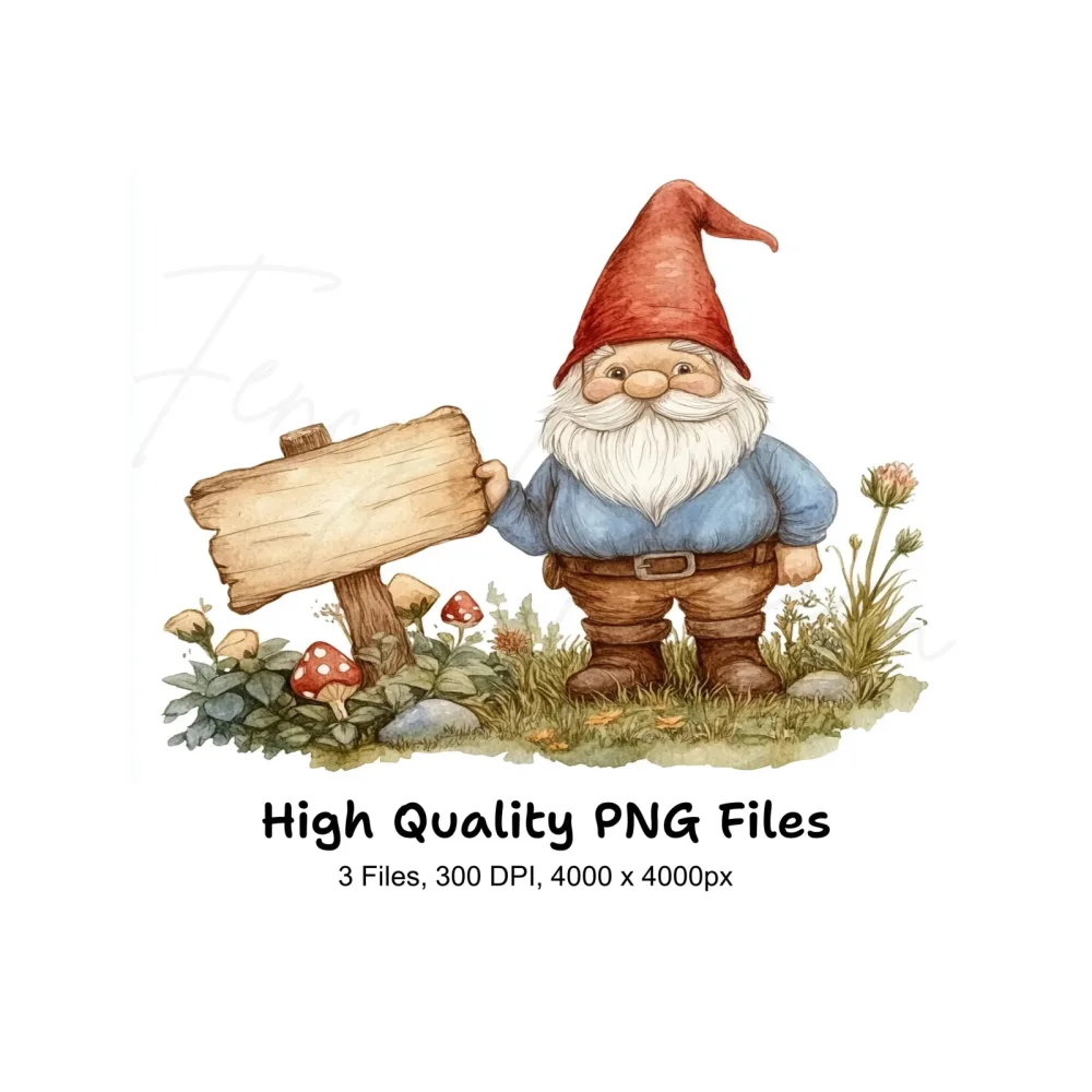 Cute Gnomes with Signs Clipart Bundle