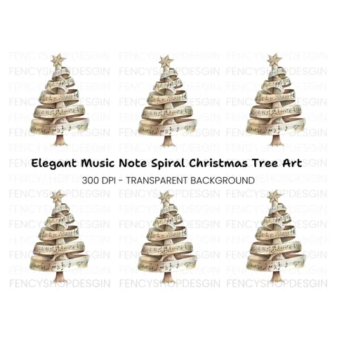 Musical Christmas Tree Clipart Bundle