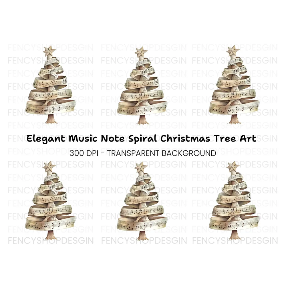 Musical Christmas Tree Clipart Bundle