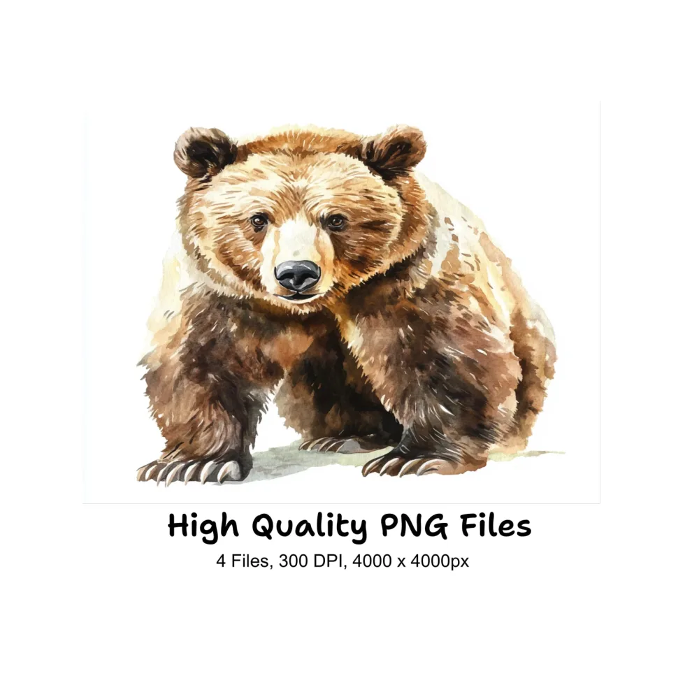Realistic Grizzly Bear Clipart Bundle