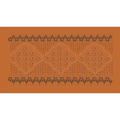 Vertical Cross Blossom Column Border Embroidery Design