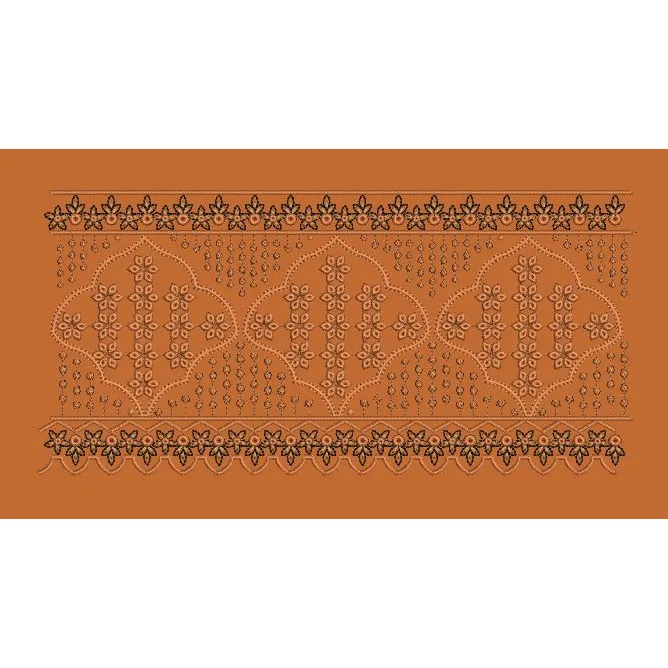 Vertical Cross Blossom Column Border Embroidery Design
