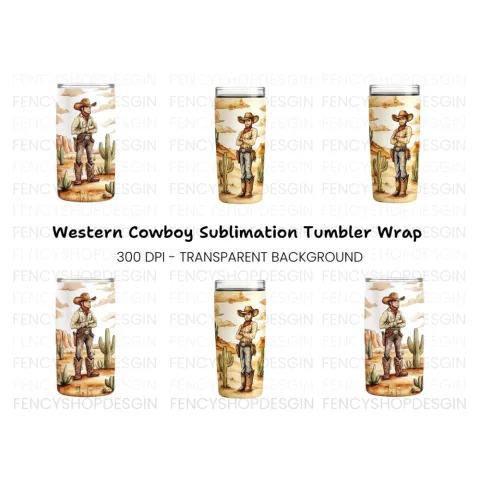 Cowboy Tumbler Clipart Bundle