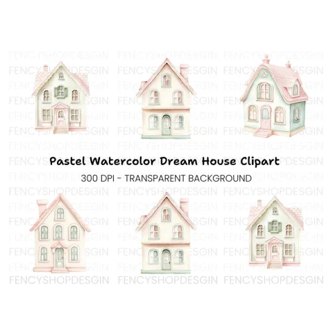 Whimsical Houses Clipart Bundle