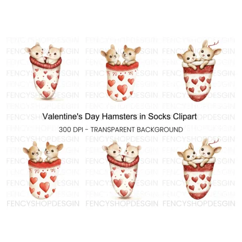 Adorable Hamster Valentine Clipart Bundle
