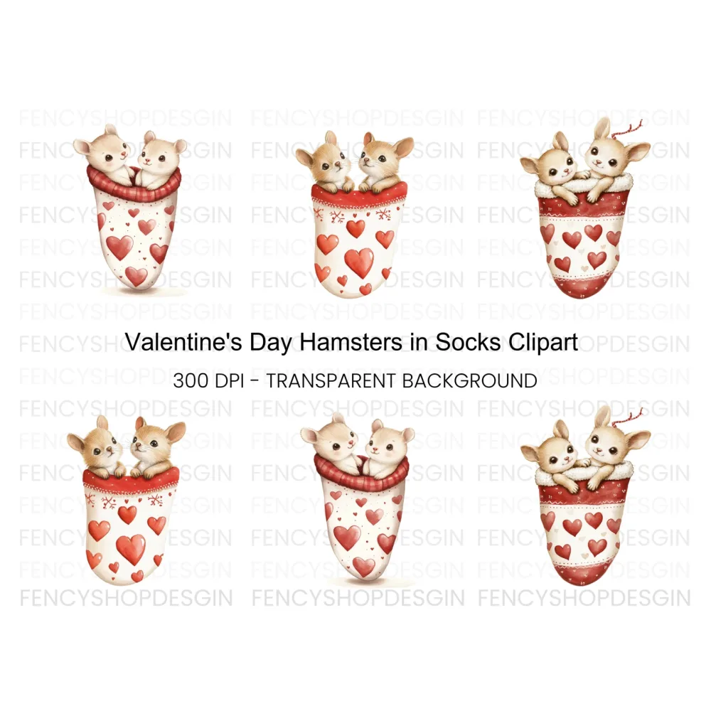 Adorable Hamster Valentine Clipart Bundle