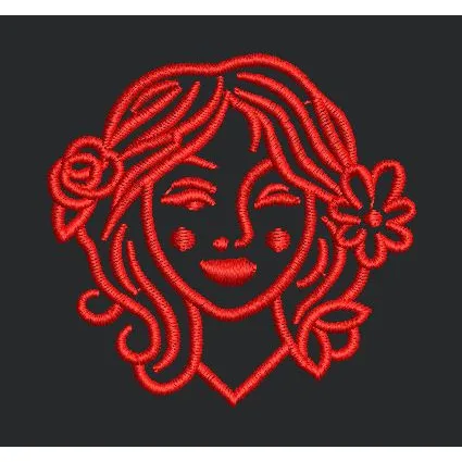 Floral Portrait Woman with Flowers Embroidery Design