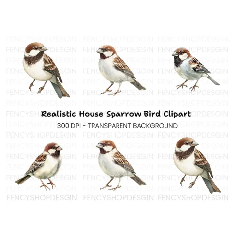 House Sparrow Bird Clipart Bundle