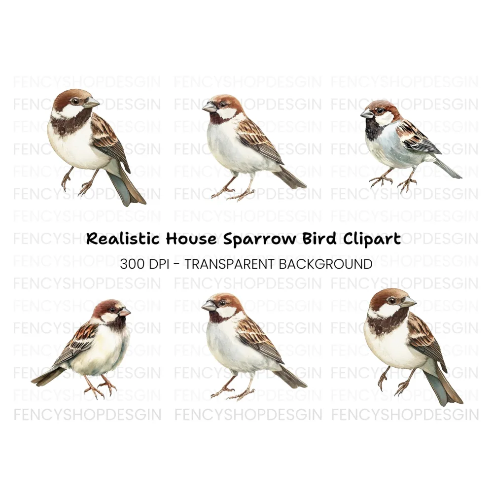 House Sparrow Bird Clipart Bundle