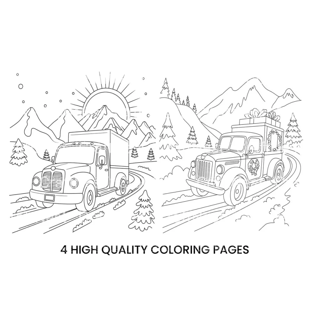 Christmas Truck Mountain Road Coloring Books