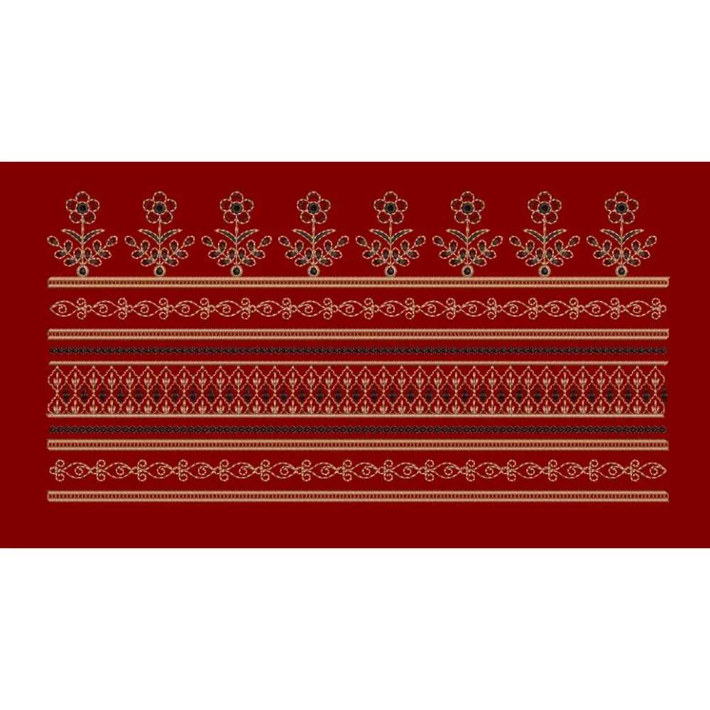 Multi Tier Floral Spring Border V Embroidery Design