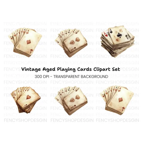 Vintage Playing Cards Clipart Bundle