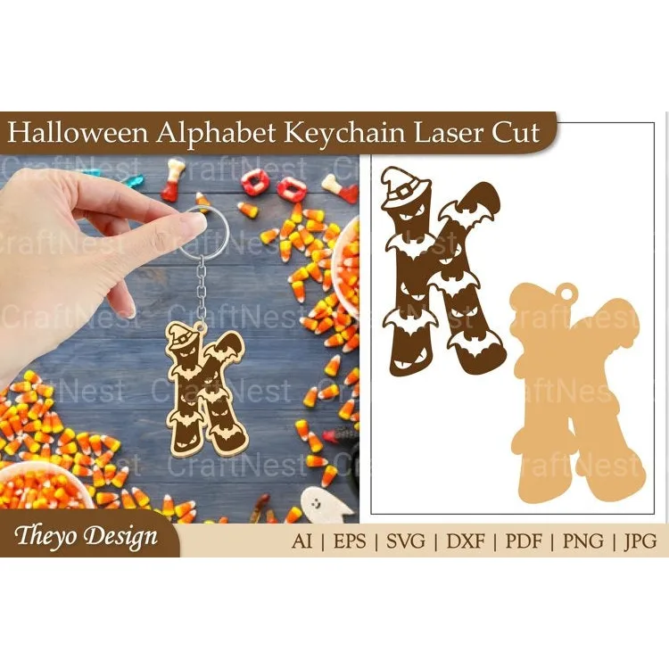 Halloween Keychain Alphabet SVG