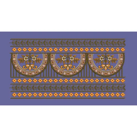 Floral Medallion Scallop Border Embroidery Design