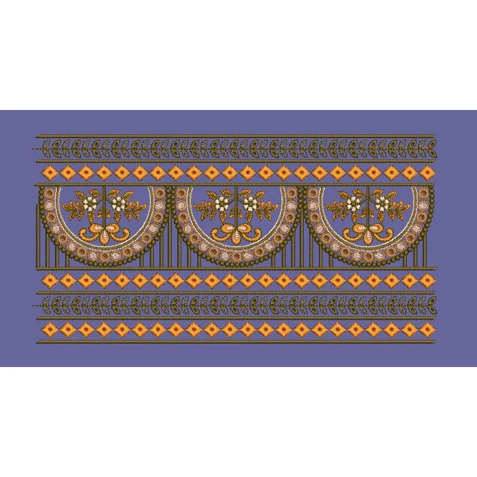 Floral Medallion Scallop Border Embroidery Design