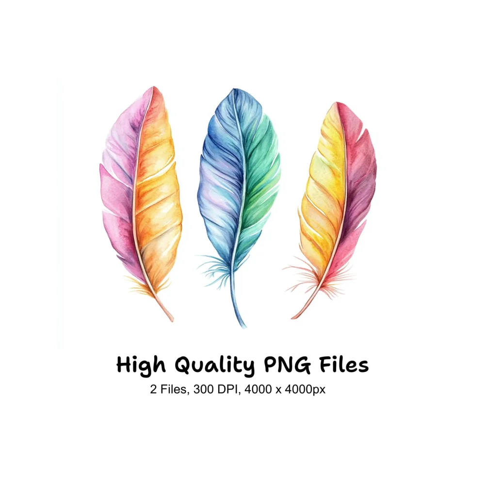 Vibrant Feather Clipart Bundle