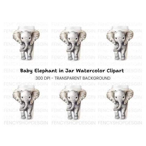 Elephant Tumbler Clipart Bundle