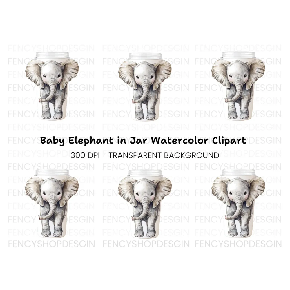 Elephant Tumbler Clipart Bundle