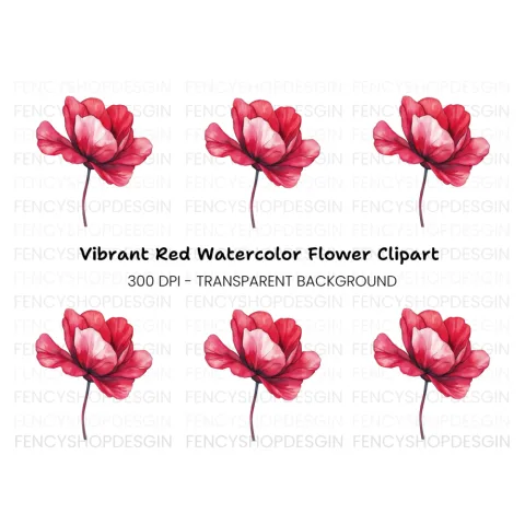 Vibrant Red Flower Clipart Bundle