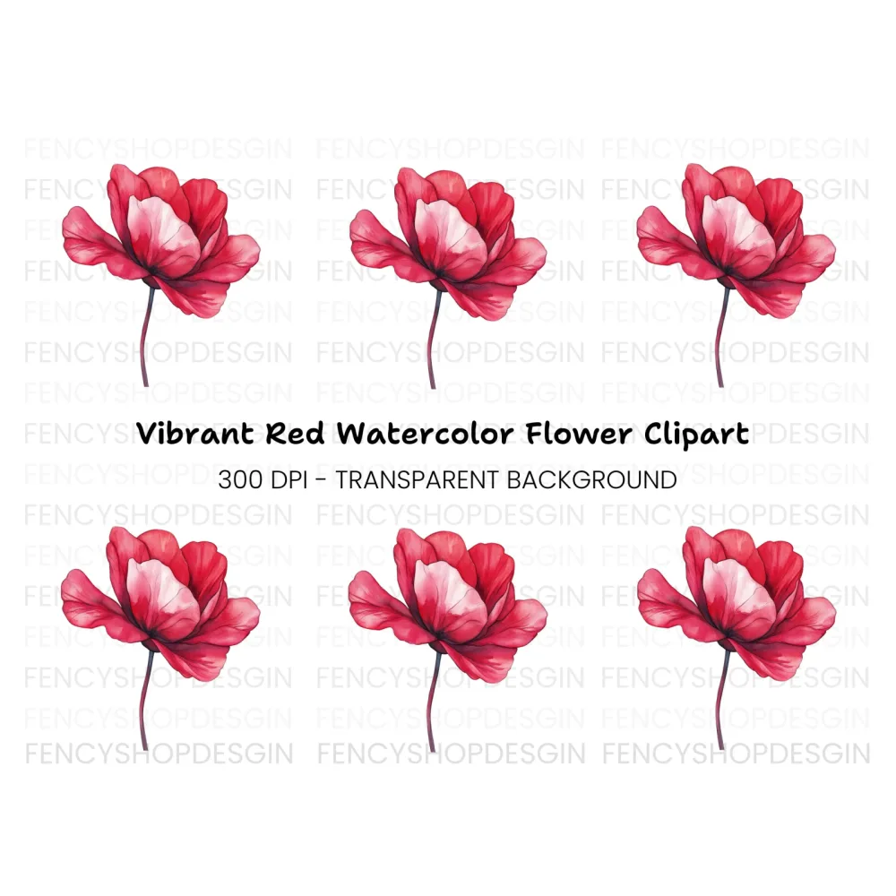 Vibrant Red Flower Clipart Bundle